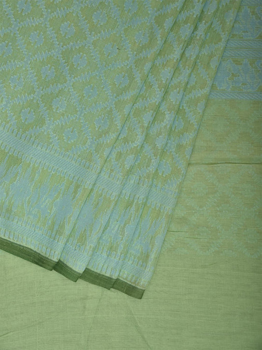 Light Green Banaras Cut Work Cotton Saree with Jamdani Design b0302