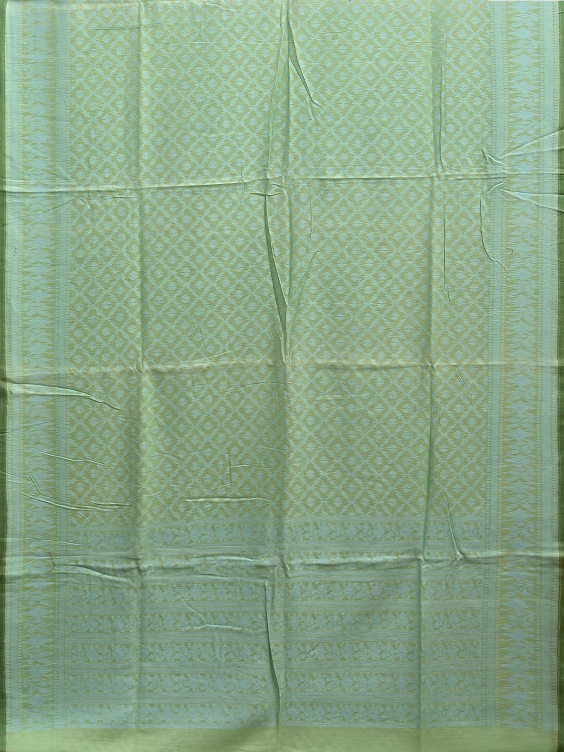 Light Green Banaras Cut Work Cotton Saree with Jamdani Design b0302