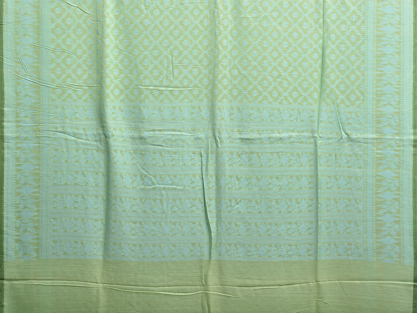Light Green Banaras Cut Work Cotton Saree with Jamdani Design b0302