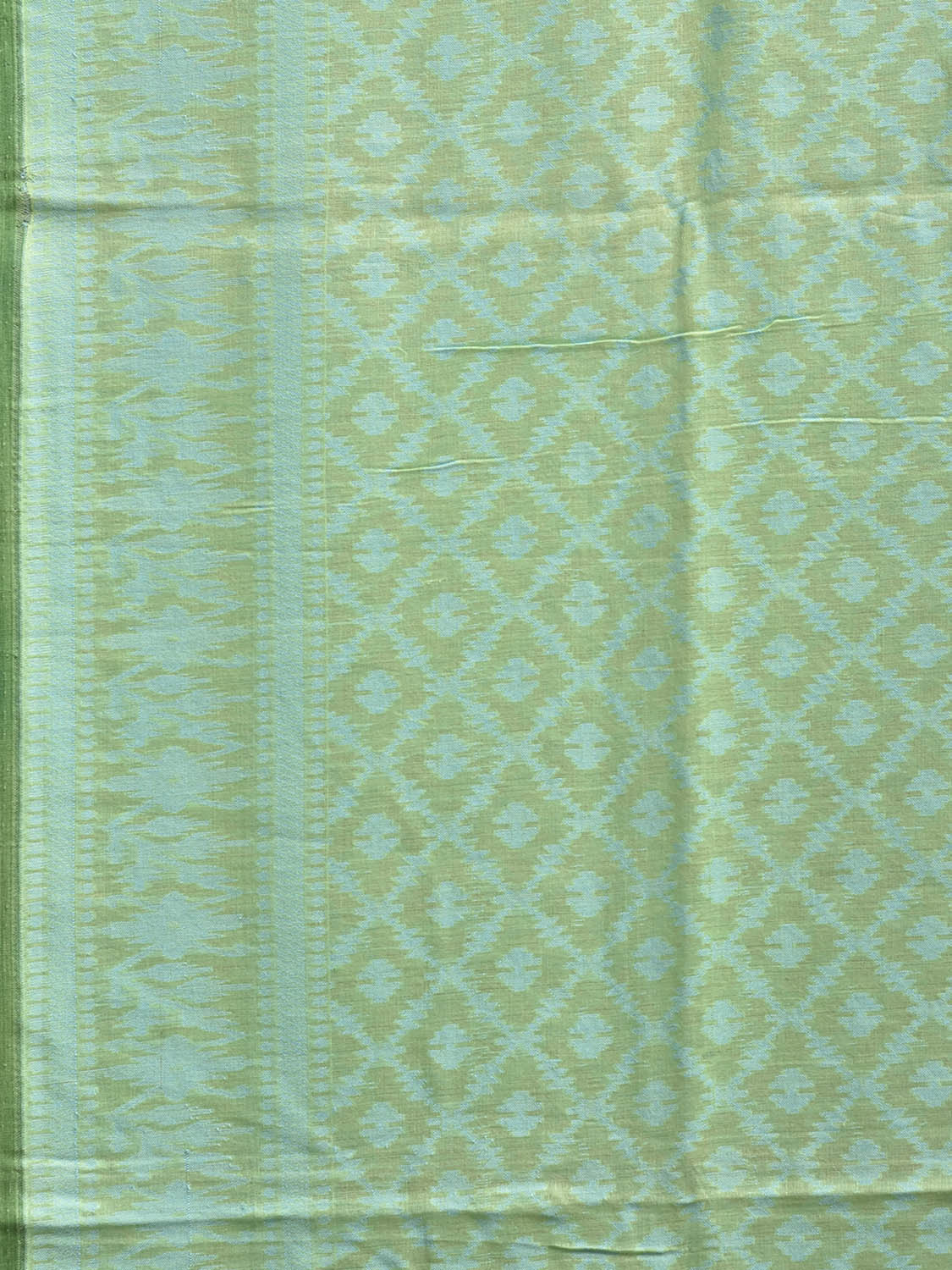Light Green Banaras Cut Work Cotton Saree with Jamdani Design b0302