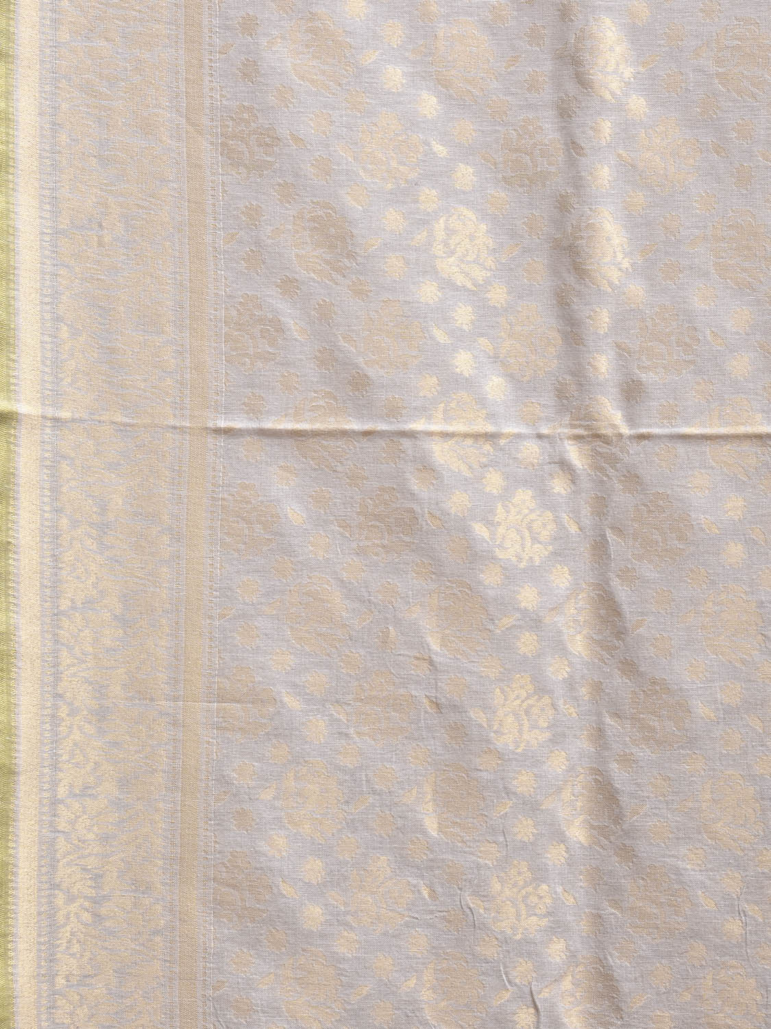 White and Cream Banaras Cut Work Cotton Saree with Jamdani Design b0303