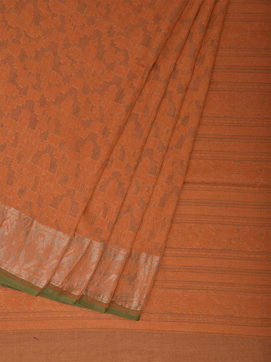 Orange Banaras Cut Work Cotton Saree with Jamdani Design b0304