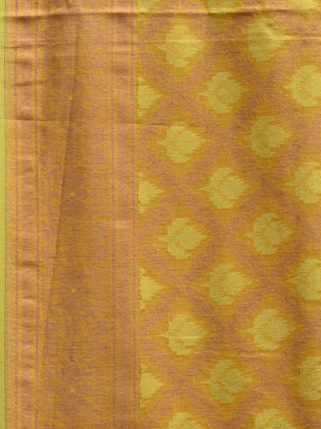 Yellow Banaras Cut Work Cotton Saree with Jamdani Grill Design b0305