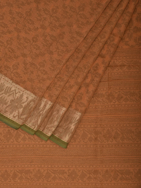 Light Fawn Banaras Cut Work Cotton Saree with Jamdani Design b0306