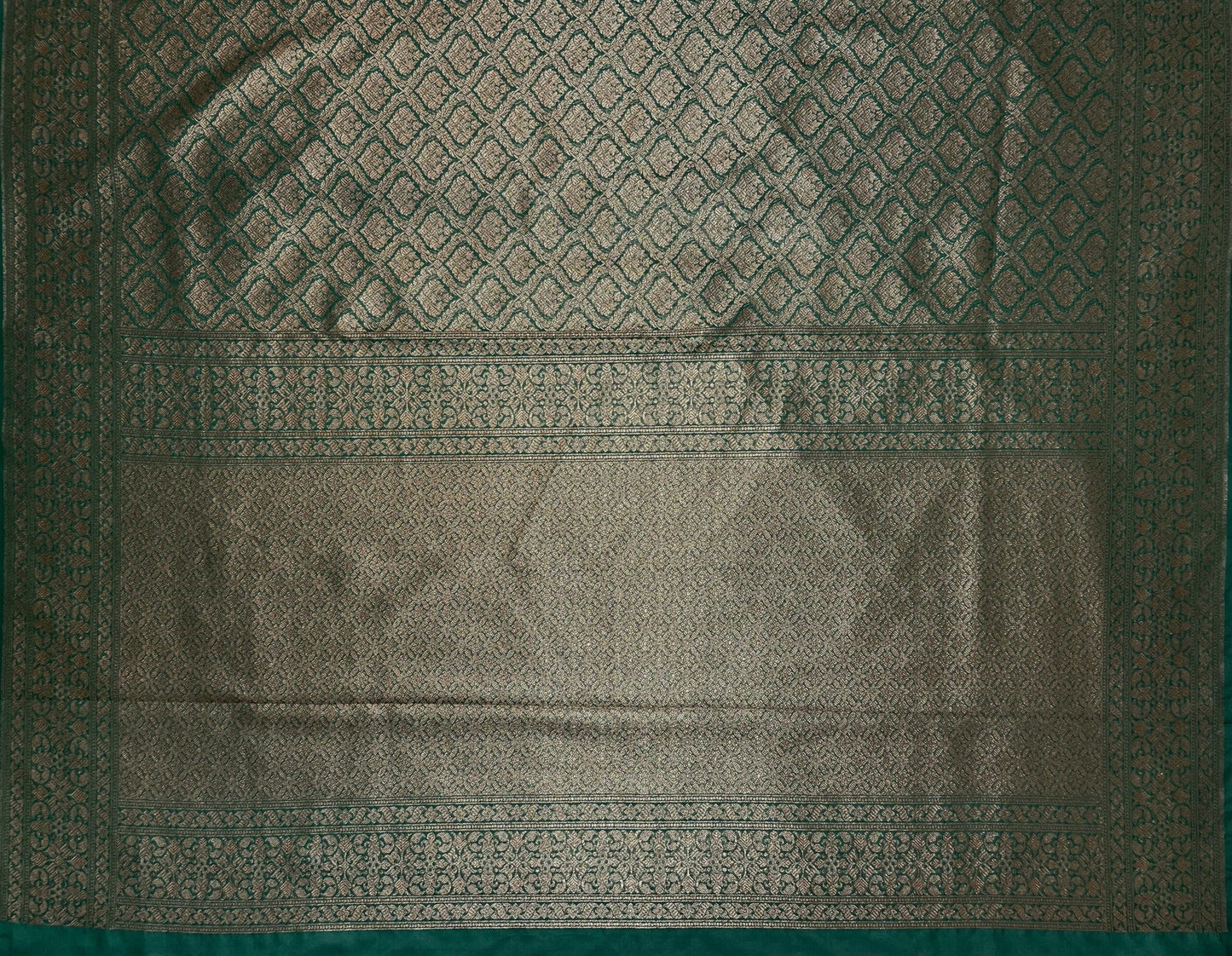 Green Banaras Katan Intricate Allover Brocade Saree with Antique Zari Border and Pallu Design b0306ds