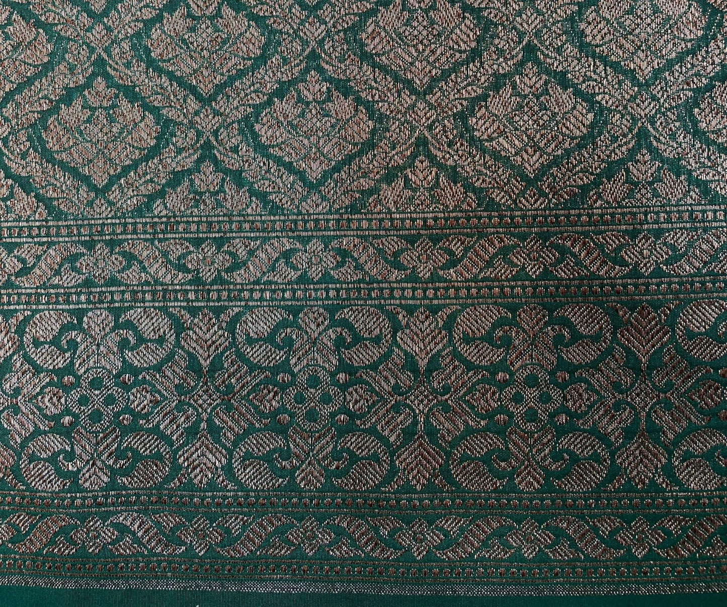 Green Banaras Katan Intricate Allover Brocade Saree with Antique Zari Border and Pallu Design b0306ds