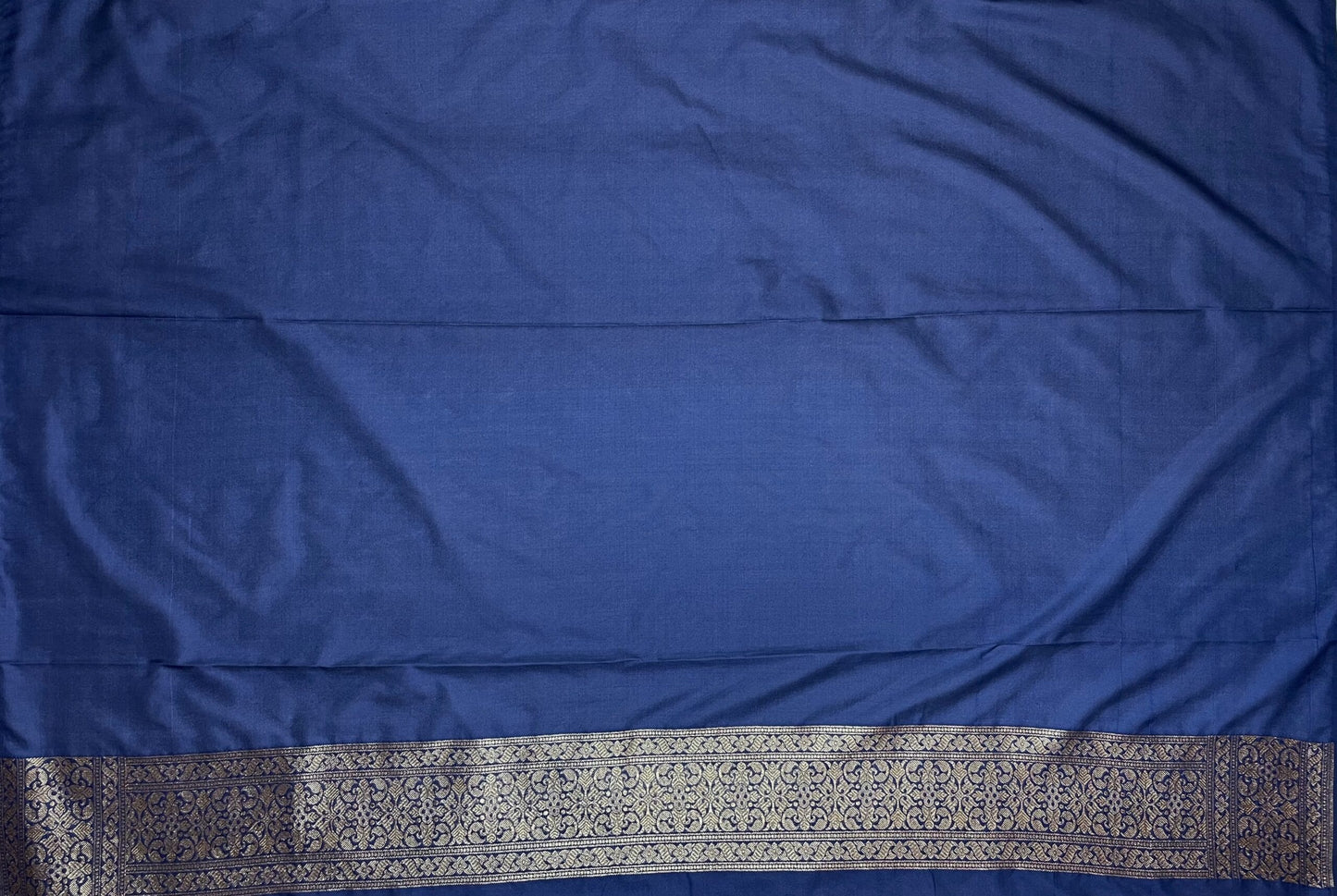Blue Banaras Katan Intricate Allover Brocade Saree with Antique Zari Border and Pallu Design b0307ds