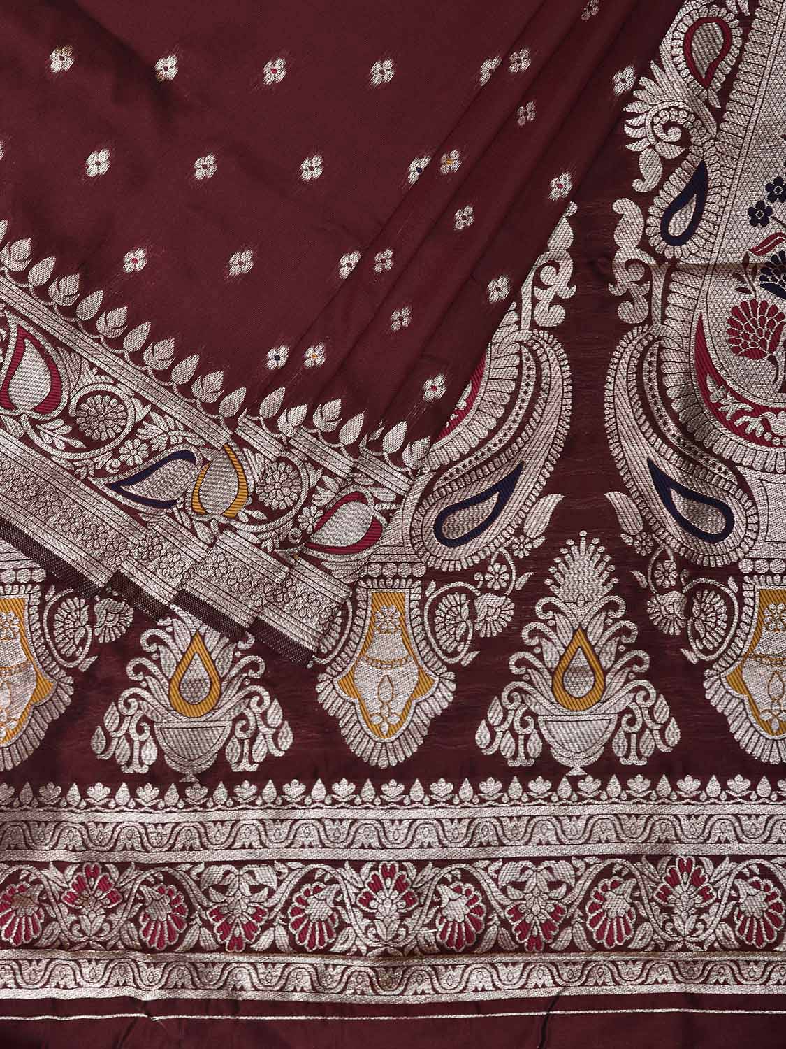 Brown Banaras Viscose Silk Saree with Border and Pallu Design b0308