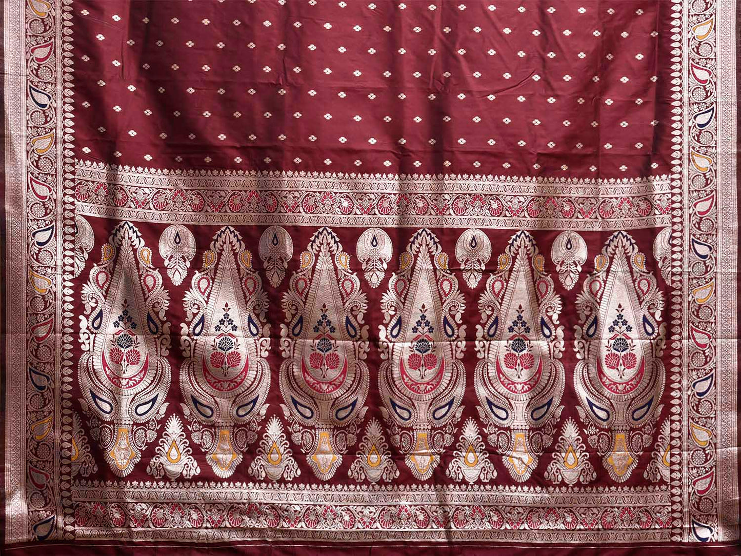 Brown Banaras Viscose Silk Saree with Border and Pallu Design b0308