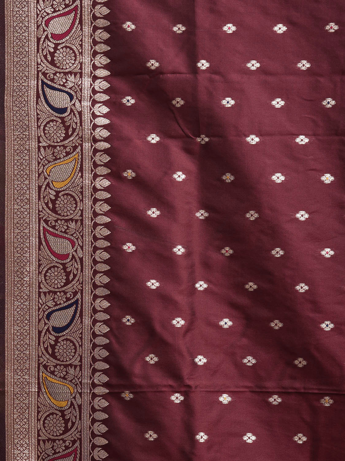 Brown Banaras Viscose Silk Saree with Border and Pallu Design b0308
