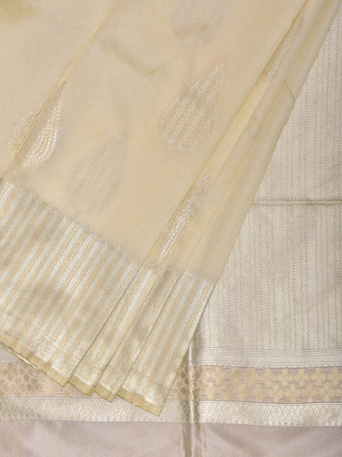 Beige Banaras Viscose Silk Saree with Body Buta and Pallu Design b0311