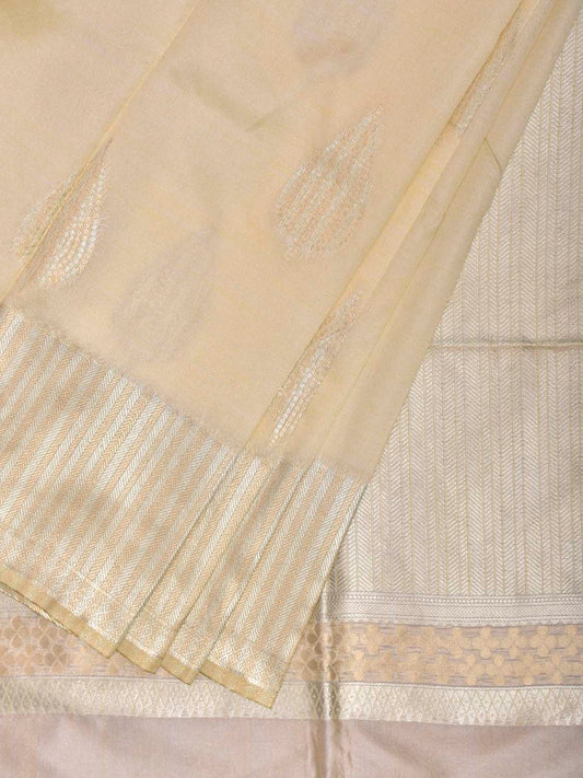 Beige Banaras Viscose Silk Saree with Body Buta and Pallu Design b0311