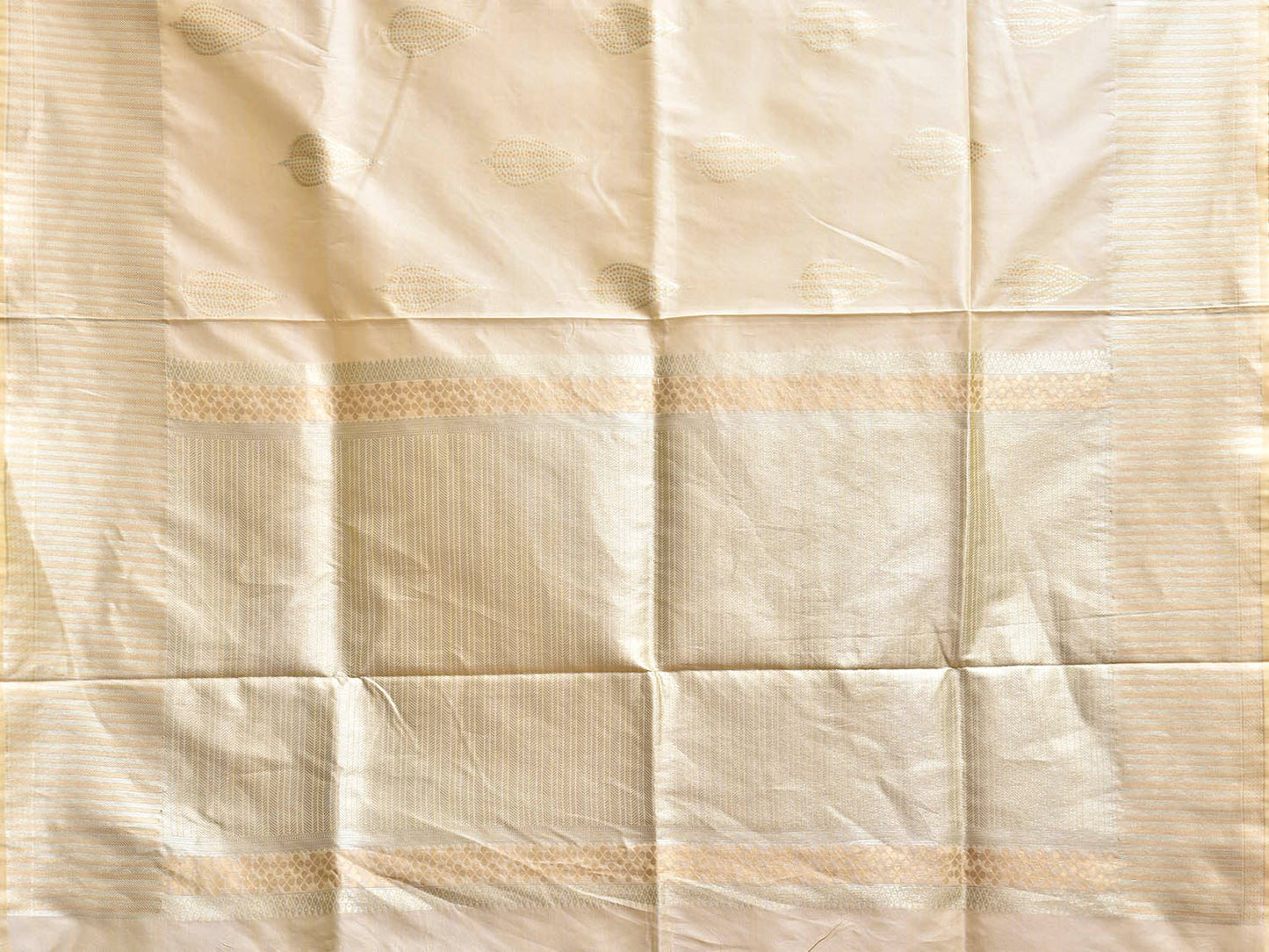 Beige Banaras Viscose Silk Saree with Body Buta and Pallu Design b0311