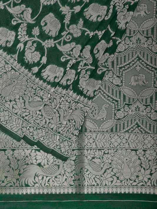 Green Banaras Katan Viscose Saree with All Over and Border Design b0313