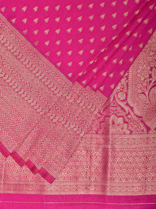 Pink Banaras Georgette Viscose Saree with Big Border and Pallu Design b0314