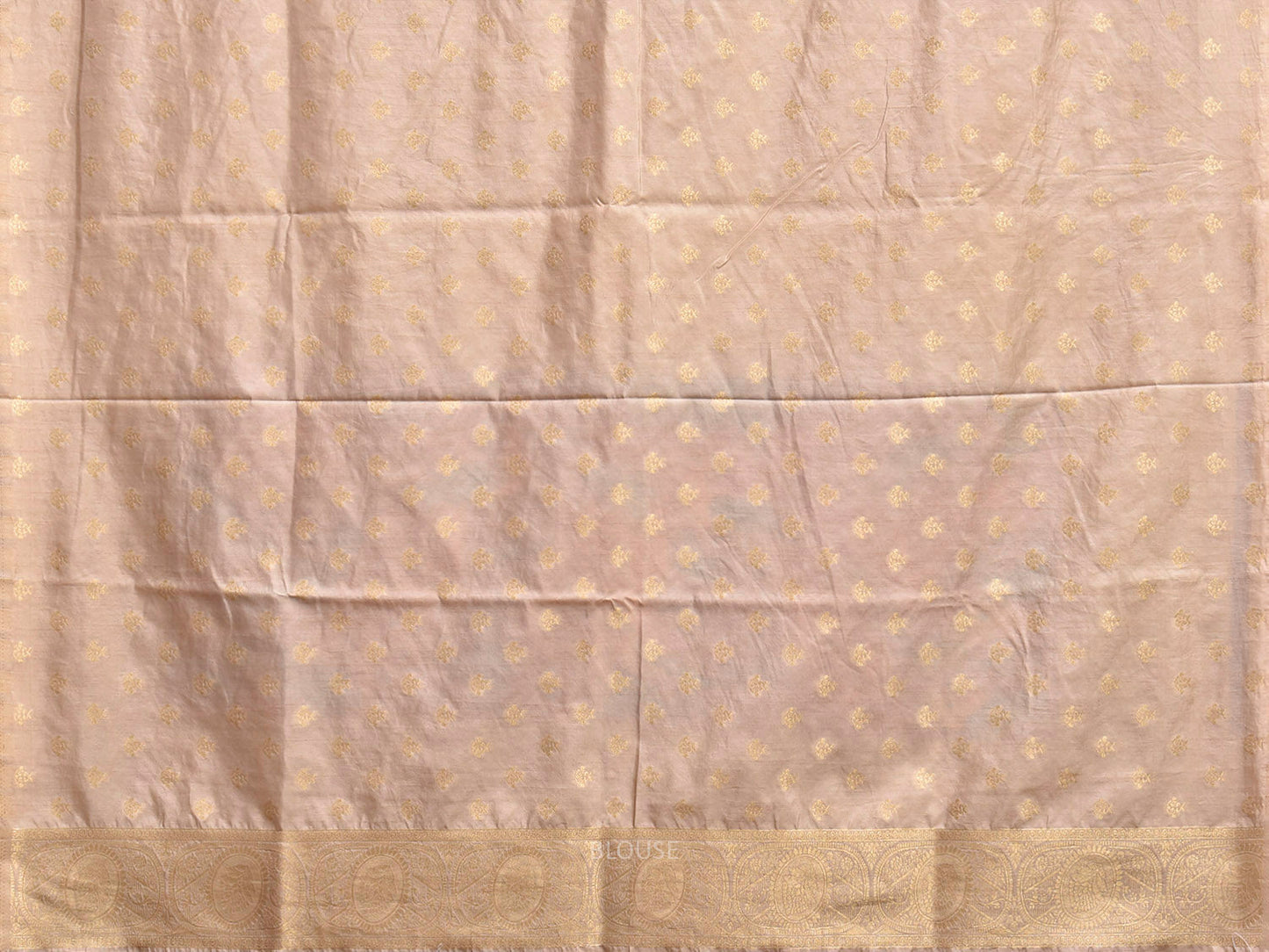 Cream Banaras Katan Viscose Saree with Peacocks Pallu and Border Design b0319