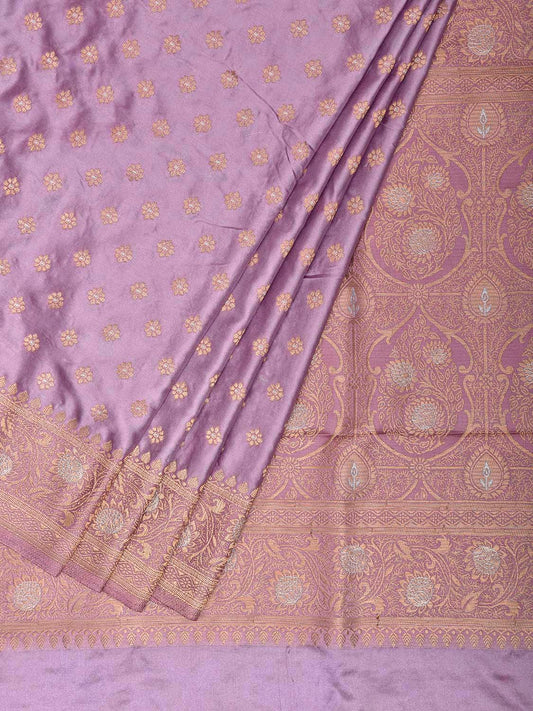 Lavender Banaras Katan Viscose Saree with Pallu and Border Design b0321
