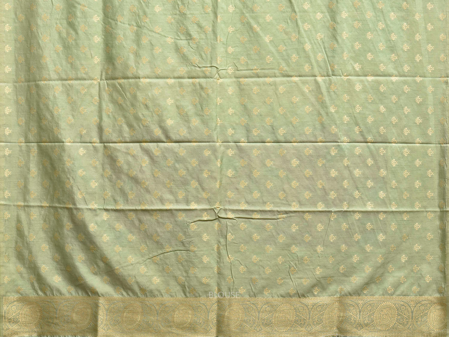 Light Green Banaras Katan Viscose Saree with Peacocks Pallu and Border Design b0322