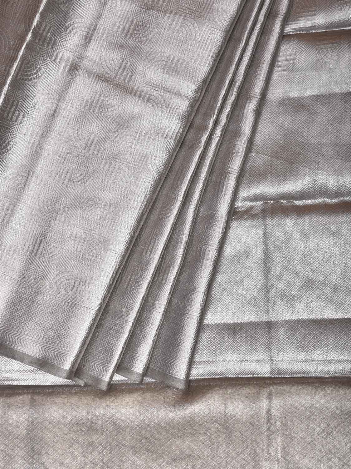 Silver Banaras Tissue Saree with All Over Design b0325