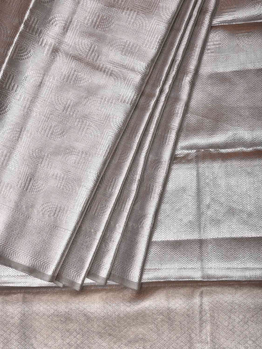 Silver Banaras Tissue Saree with All Over Design b0325