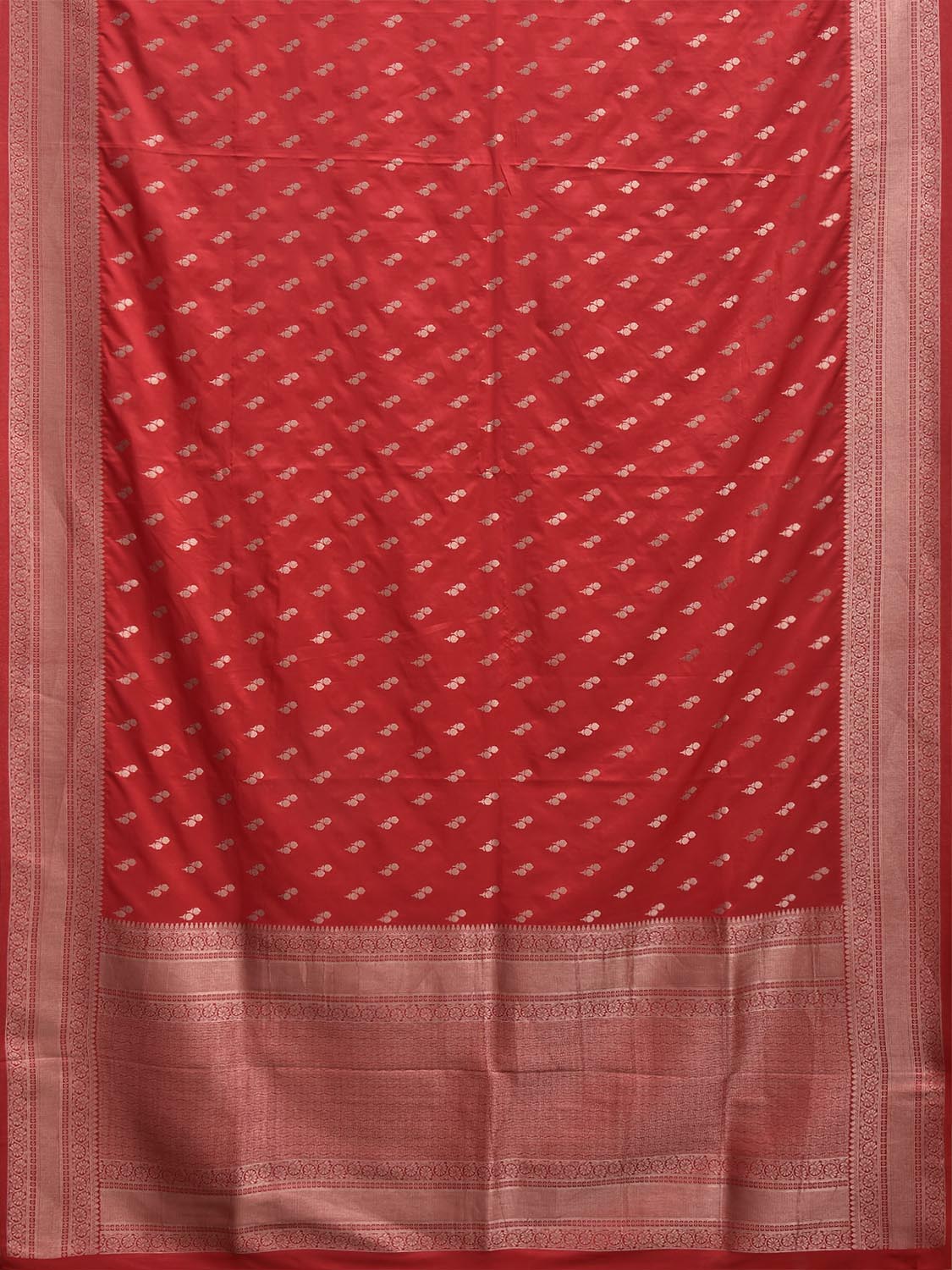 Red Banaras Katan Saree with Border and Pallu Design b0328