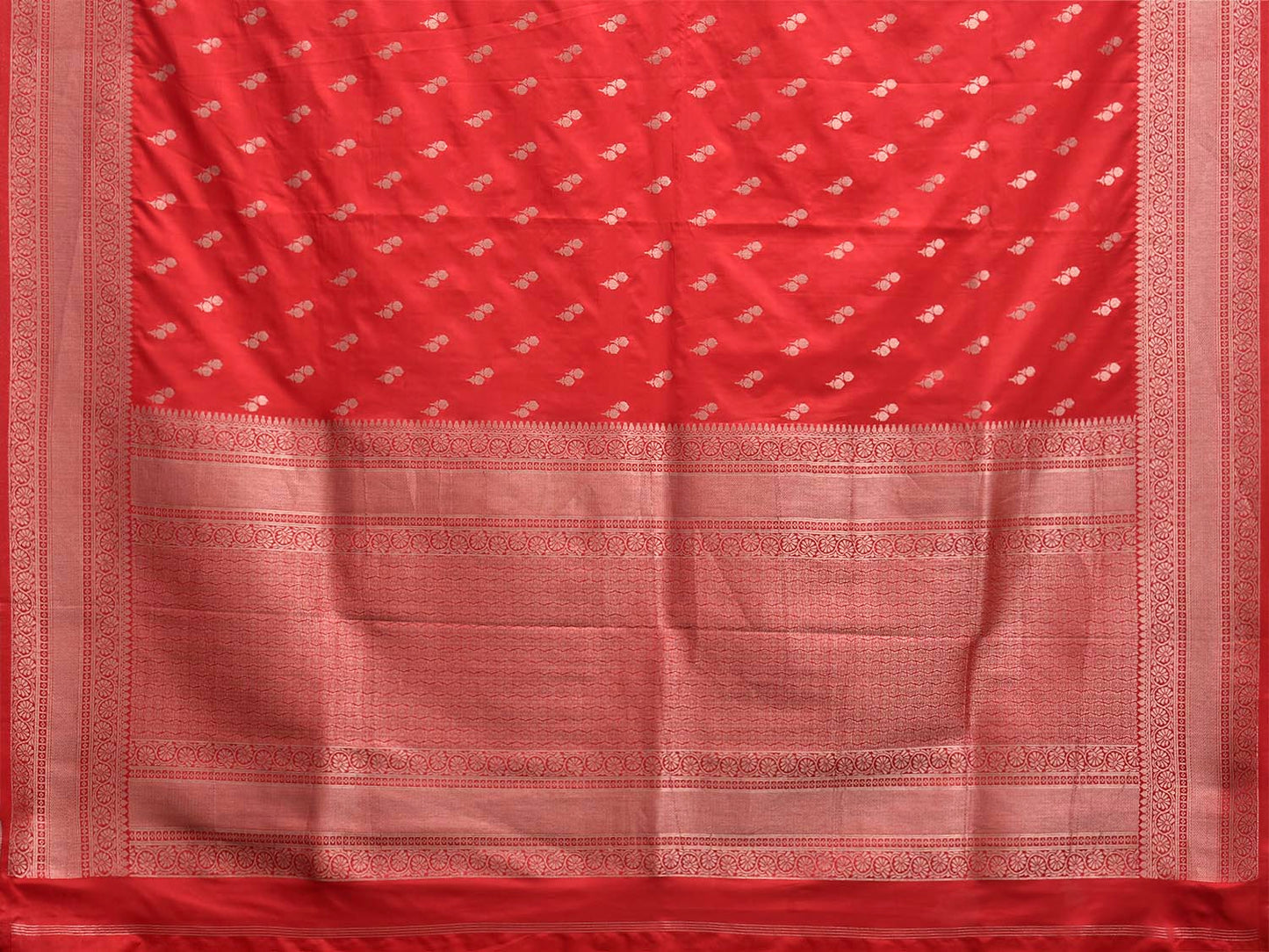 Red Banaras Katan Saree with Border and Pallu Design b0328