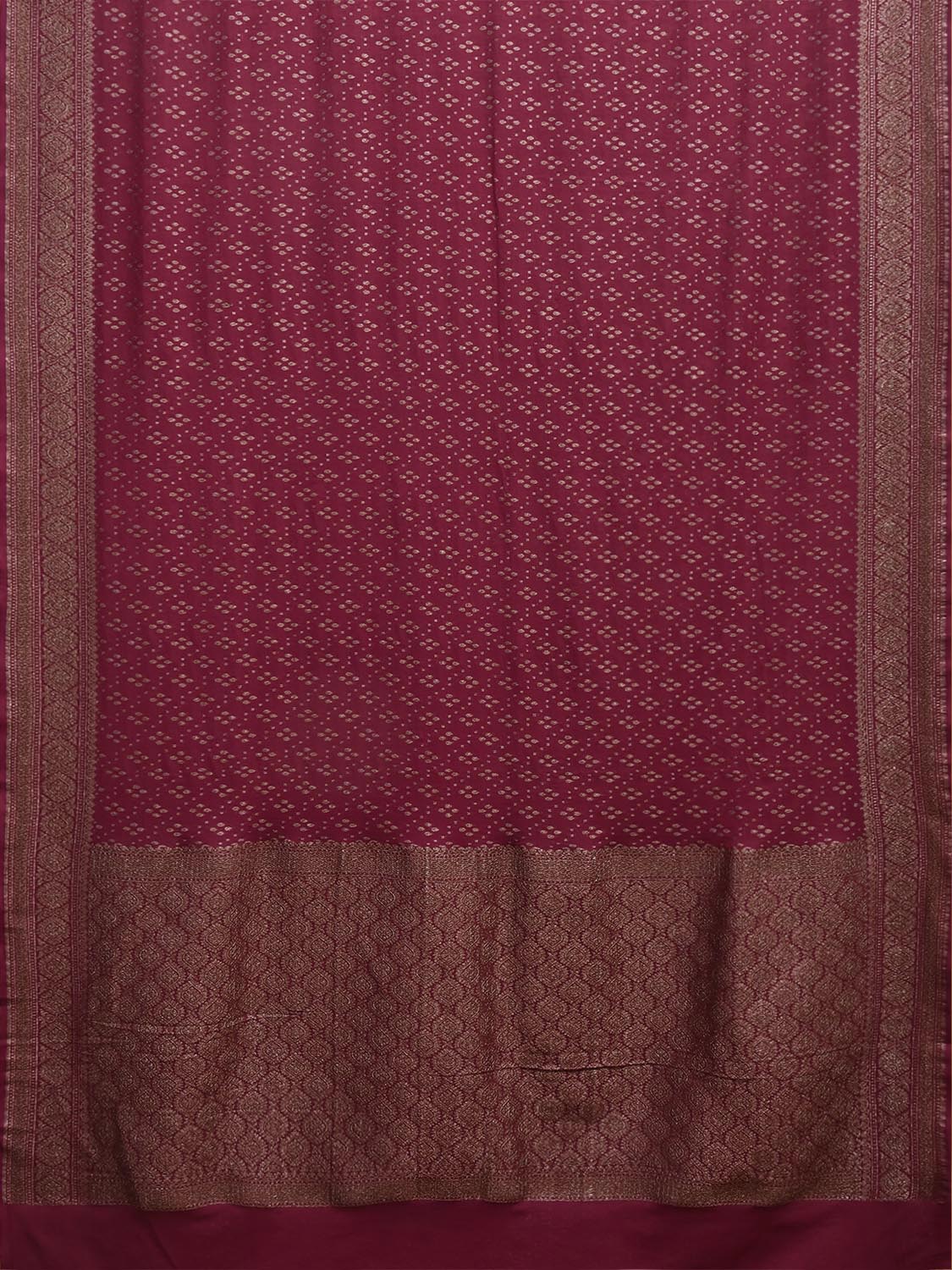 Wine Banaras Georgette Saree with Pallu and Border Design b0330