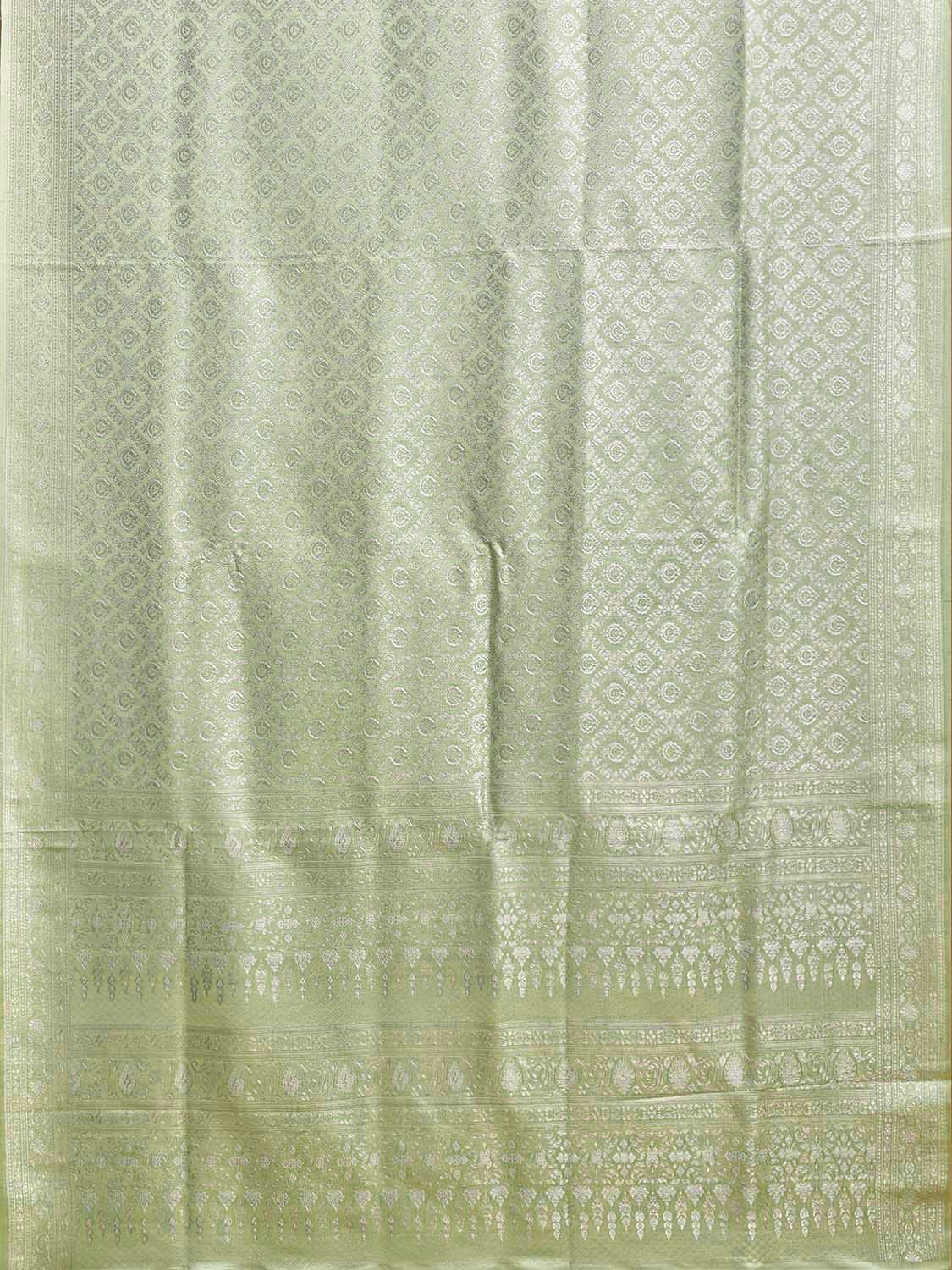 Light Green Banaras Katan Saree with All Over Tissue Brocade Design b0331