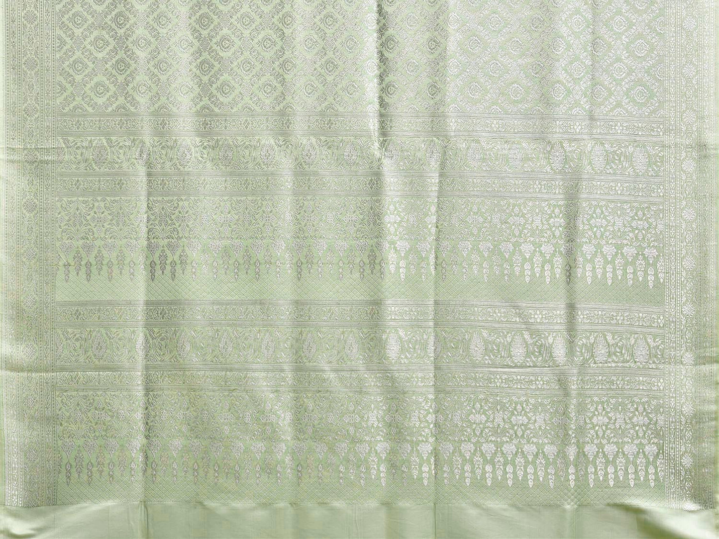 Light Green Banaras Katan Saree with All Over Tissue Brocade Design b0331