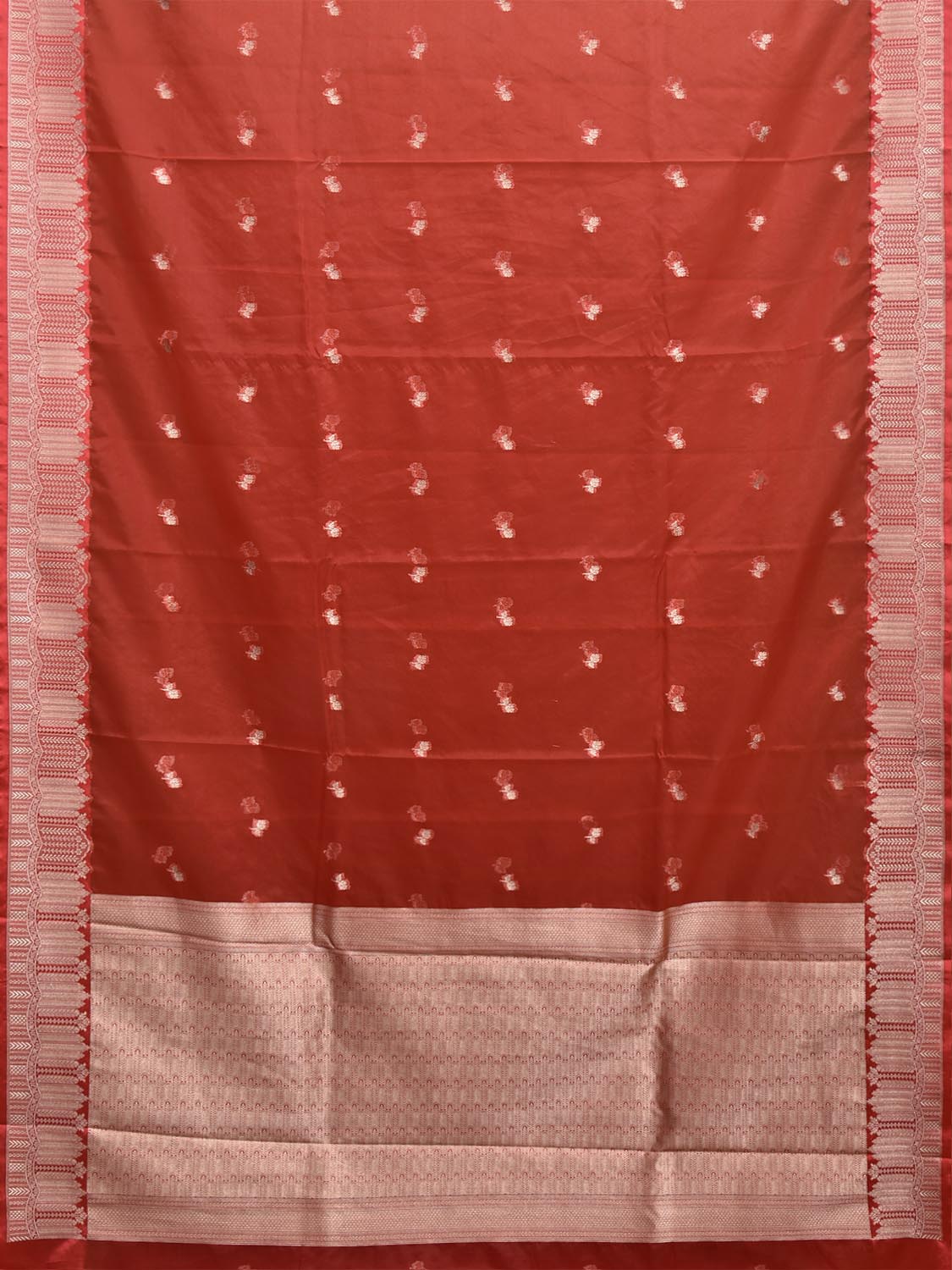 Red Banaras Organza Saree with Pallu and Border Design b0332