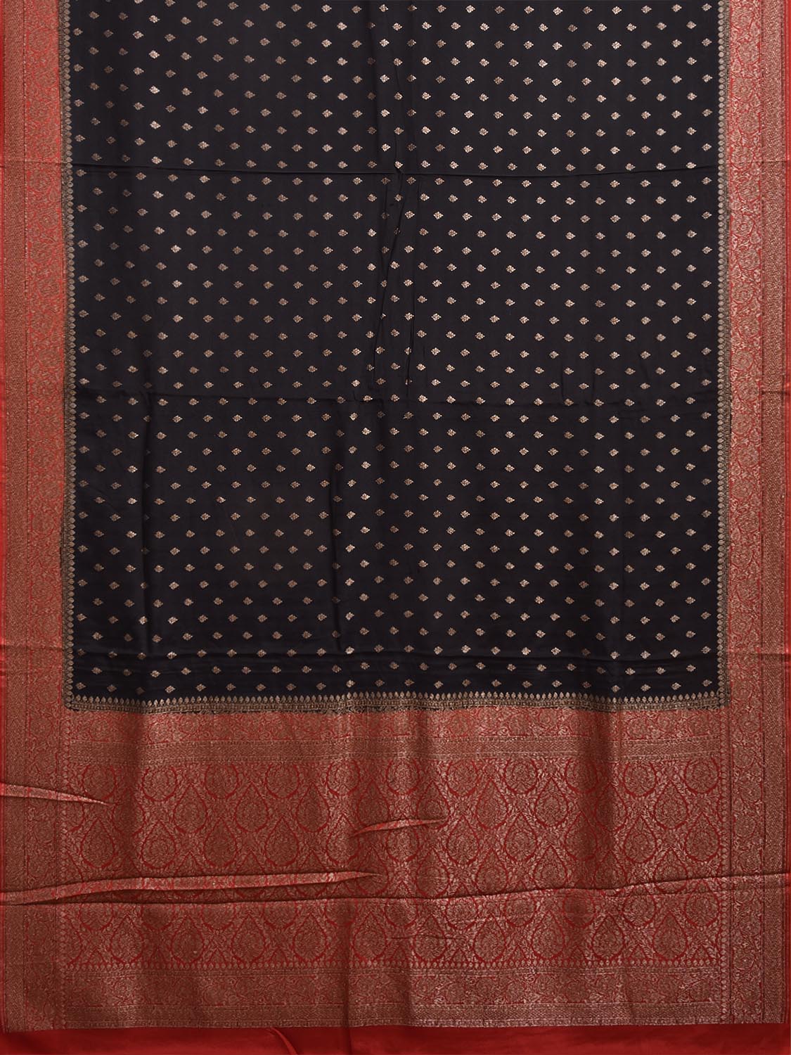 Black and Red Banaras Georgette Saree with Pallu and Border Design b0333