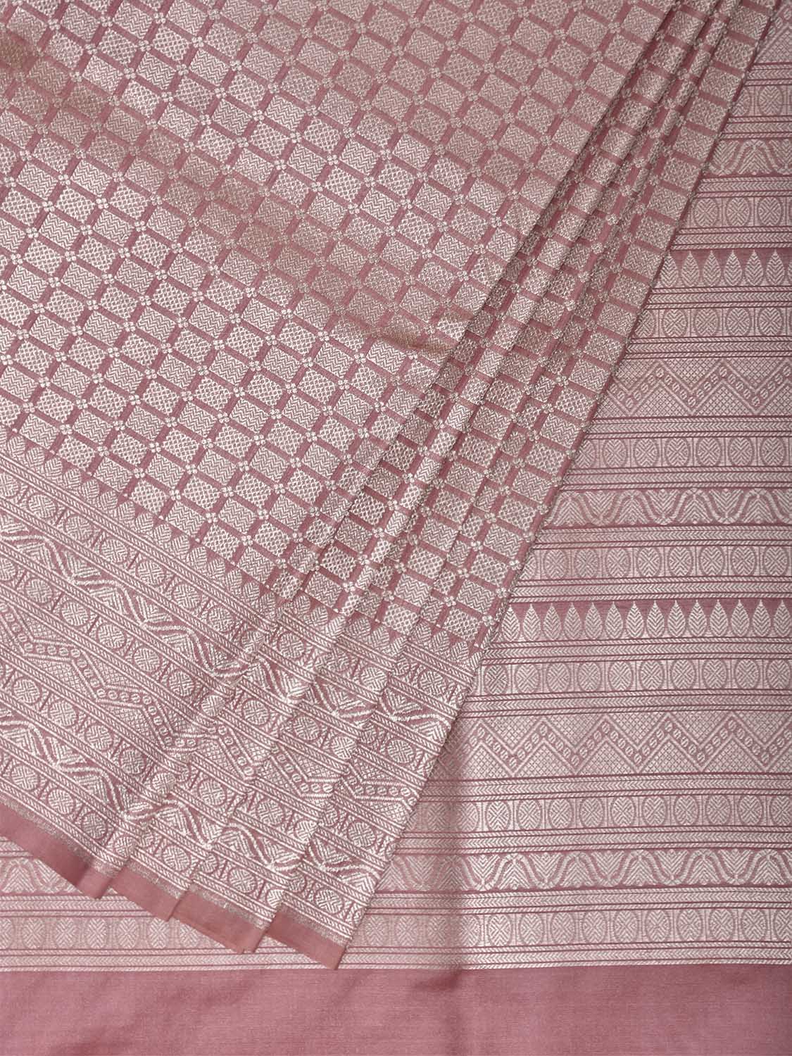 Light Pink Banaras Katan Saree with All Over Brocade Design b0334
