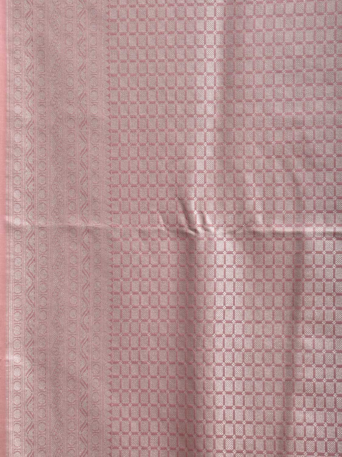 Light Pink Banaras Katan Saree with All Over Brocade Design b0334