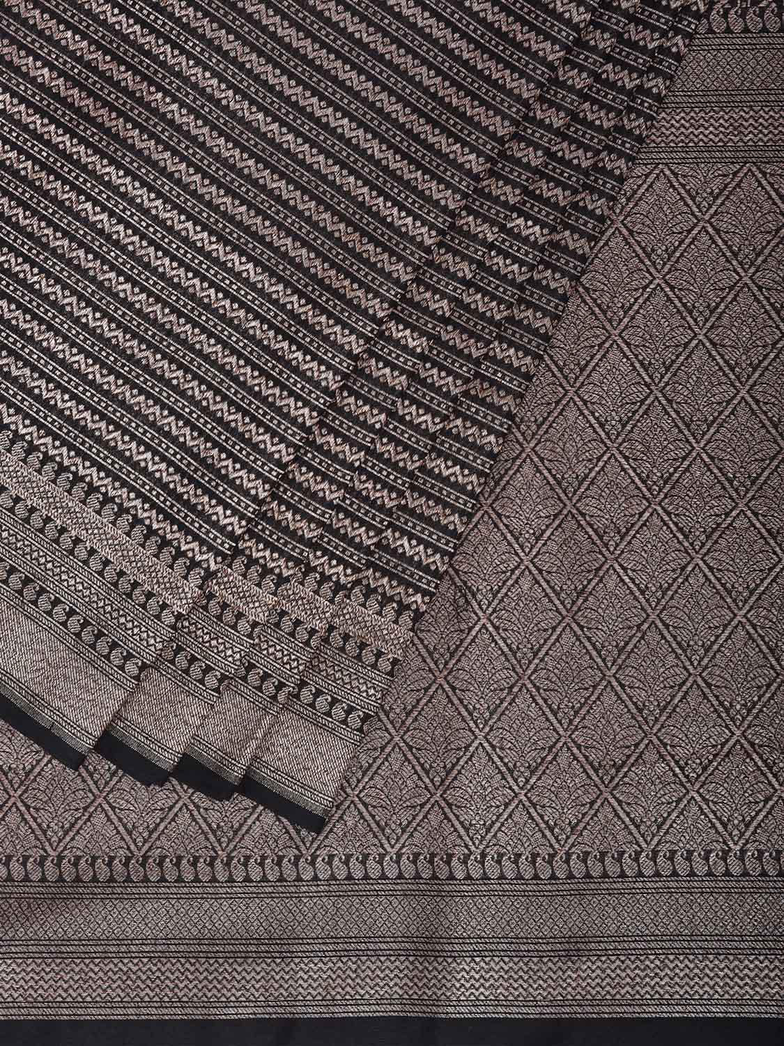 Black Banaras Katan Saree with All Over Antique Zari Design b0336