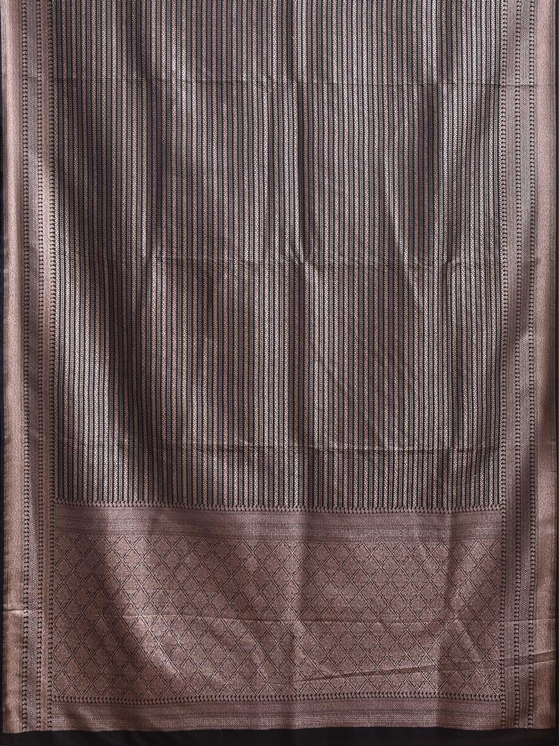 Black Banaras Katan Saree with All Over Antique Zari Design b0336