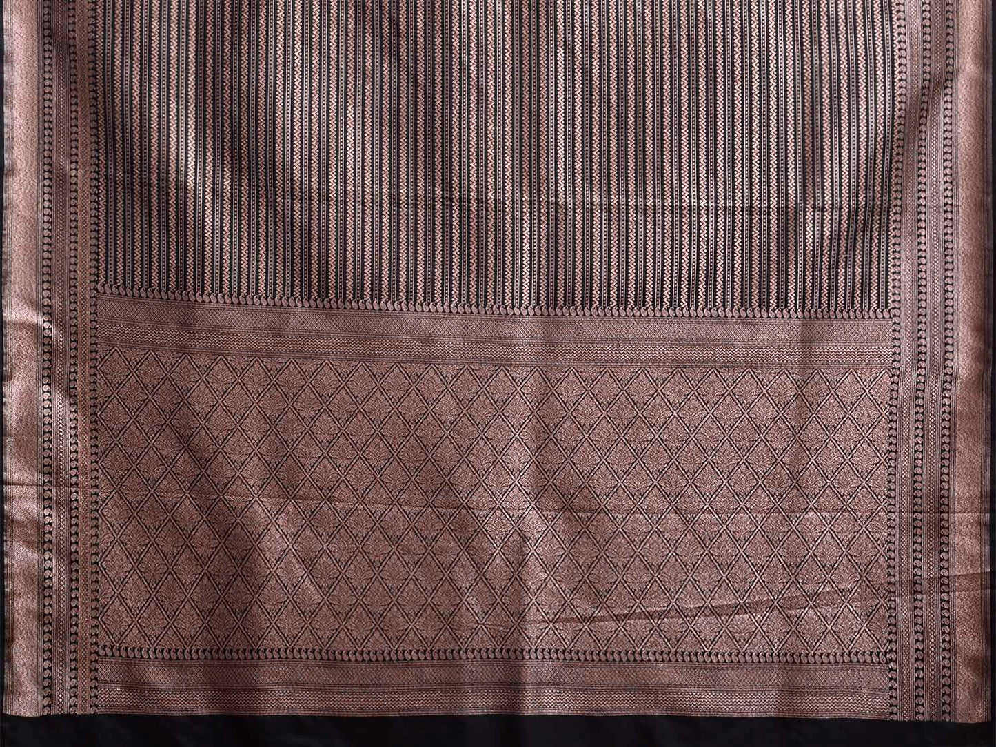 Black Banaras Katan Saree with All Over Antique Zari Design b0336