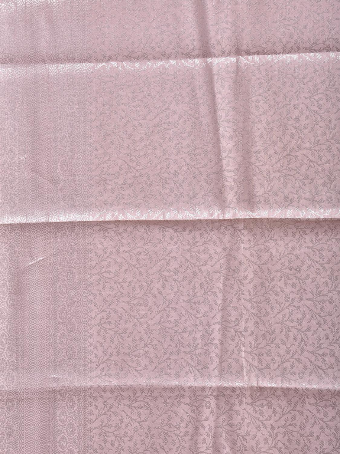 Baby Pink Banaras Katan Saree with All Over Floral Design b0337