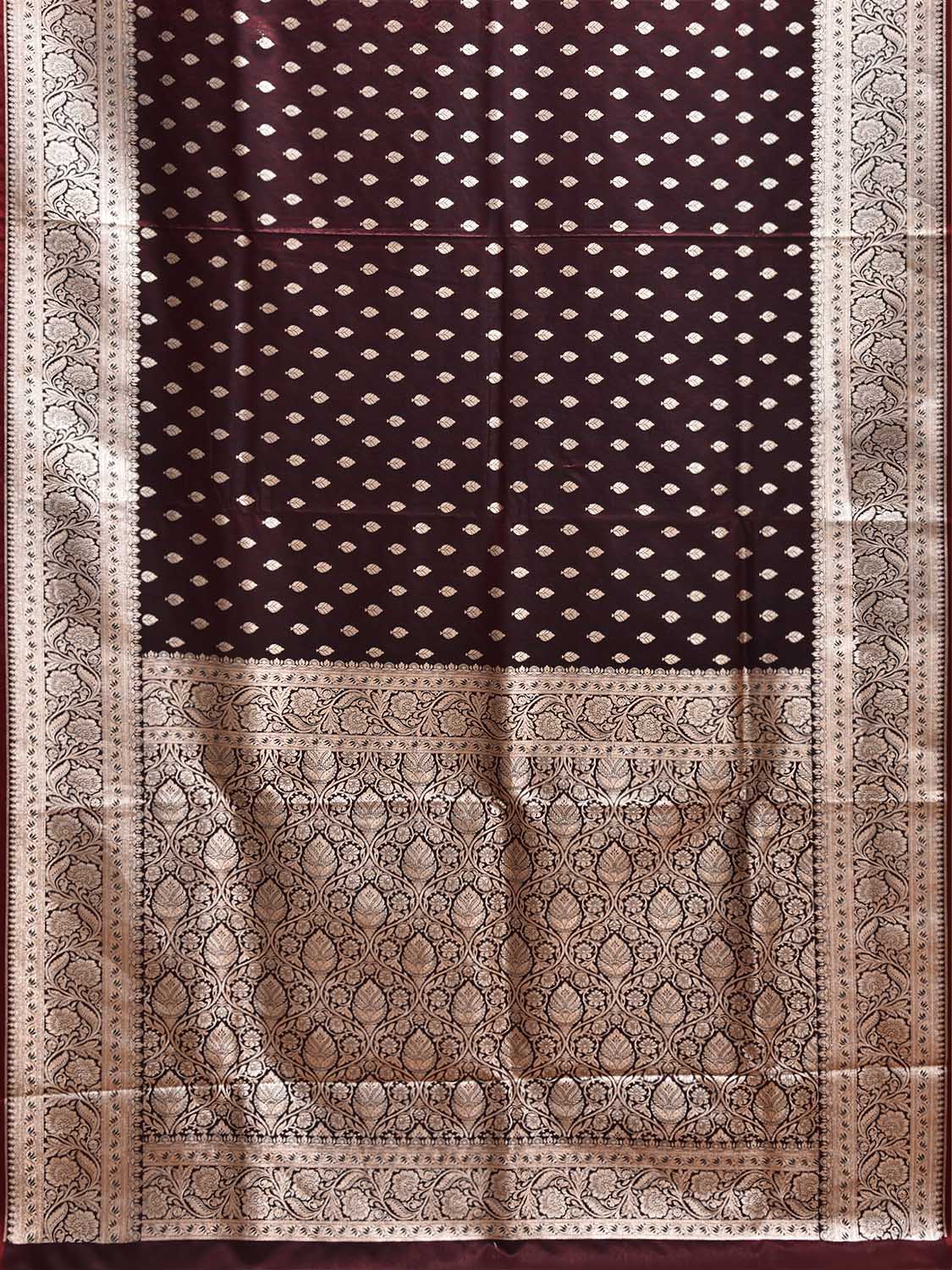 Wine Banaras Katan Saree with Border and Pallu Design b0338