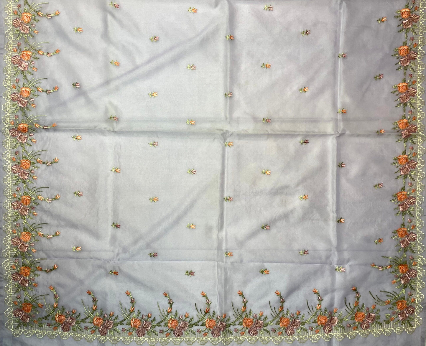 Blue Organza Saree Embroidery with Butta and Border Design b0339ds