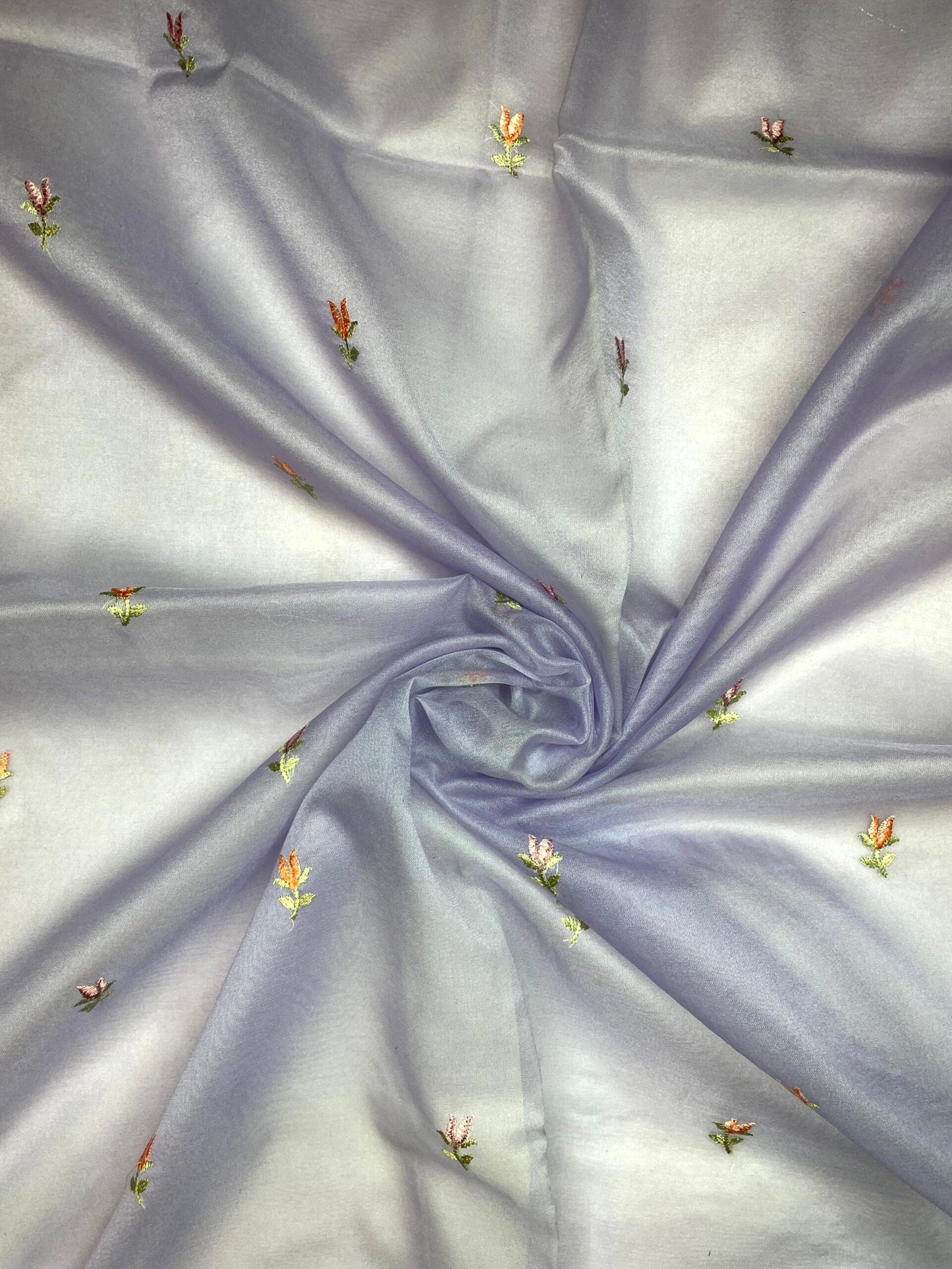 Blue Organza Saree Embroidery with Butta and Border Design b0339ds