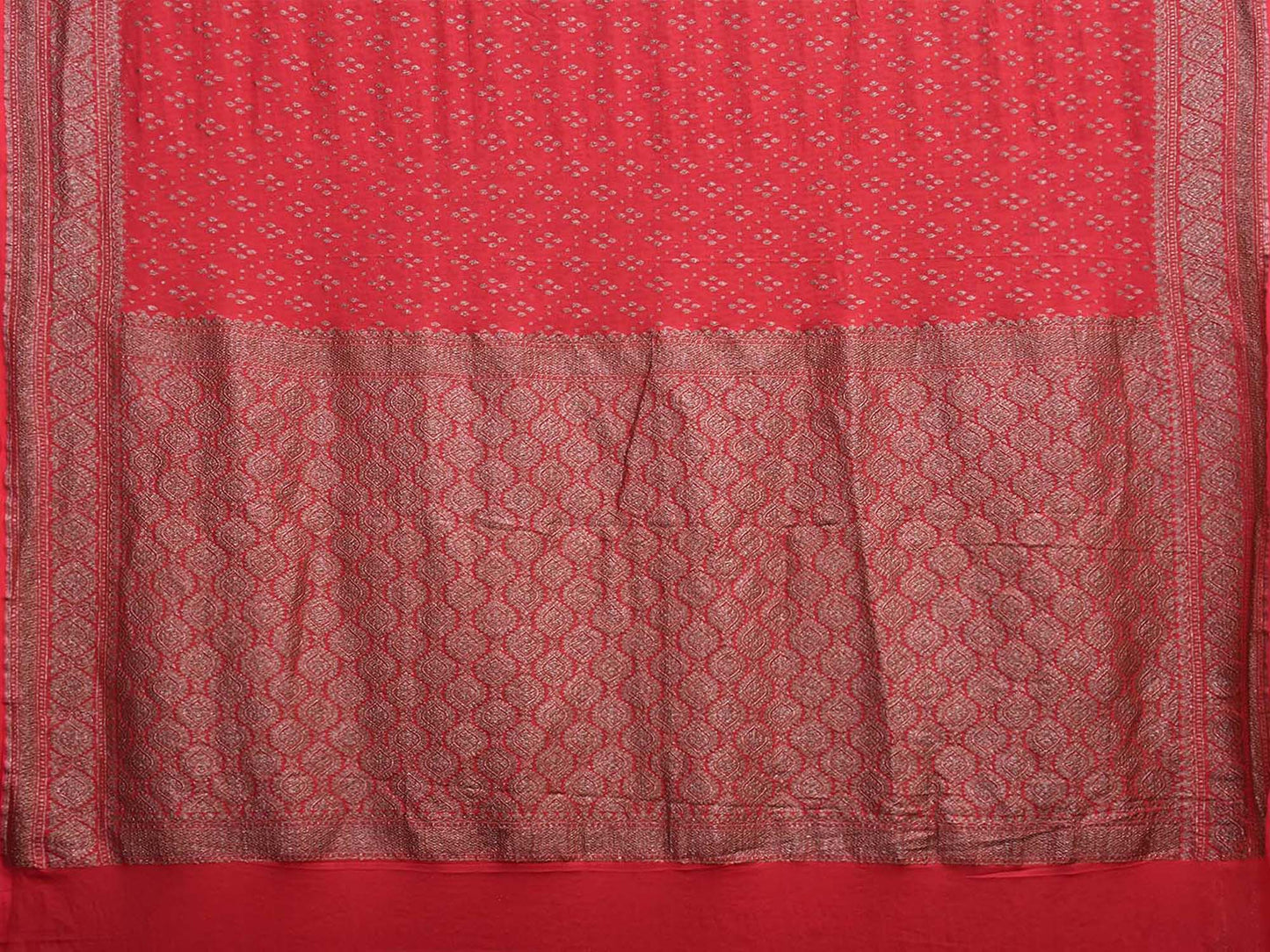 Red Banaras Georgette Saree with Pallu and Border Design b0340