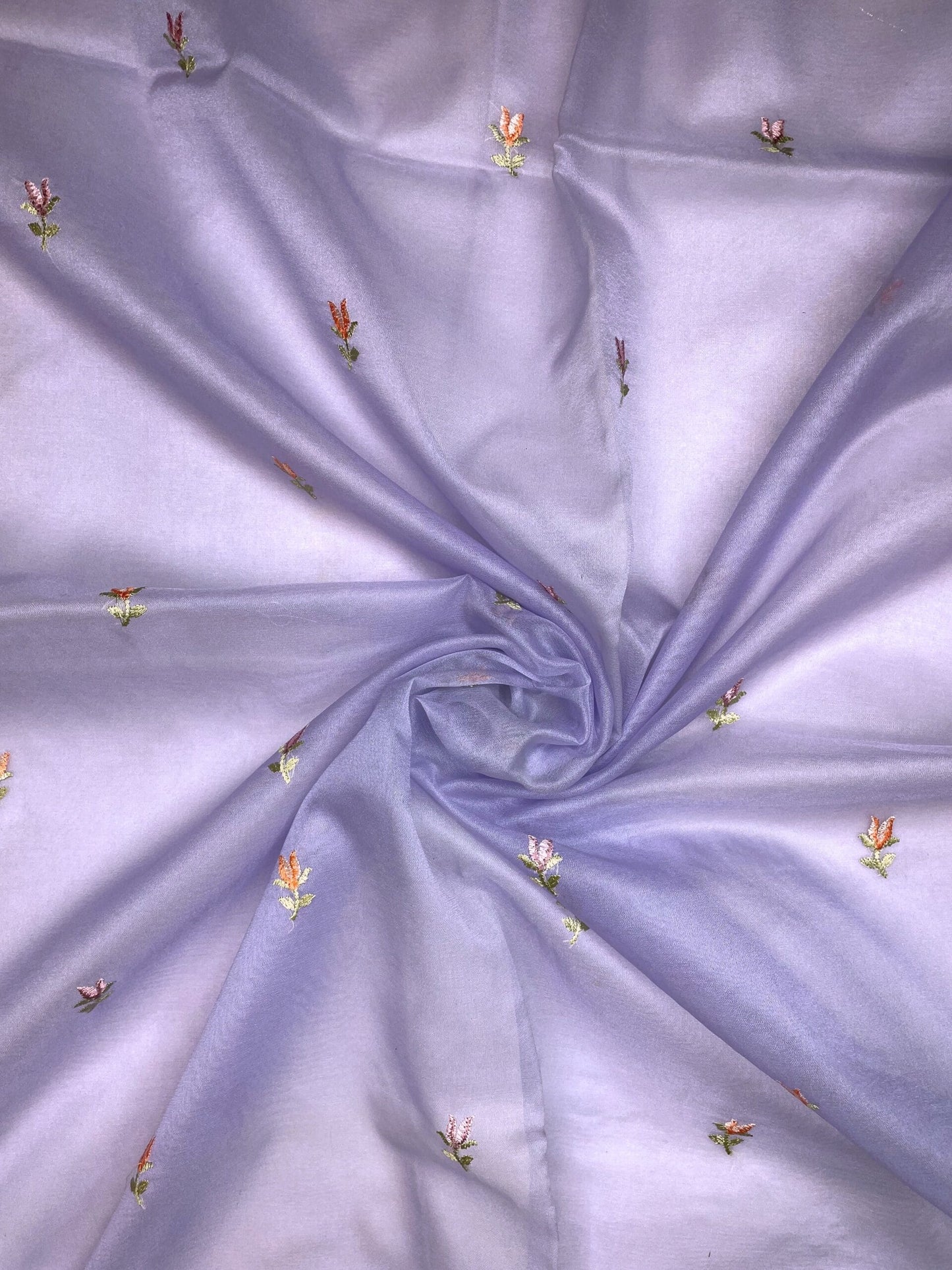 Purple Organza Saree Embroidery with Butta and Border Design b0340ds