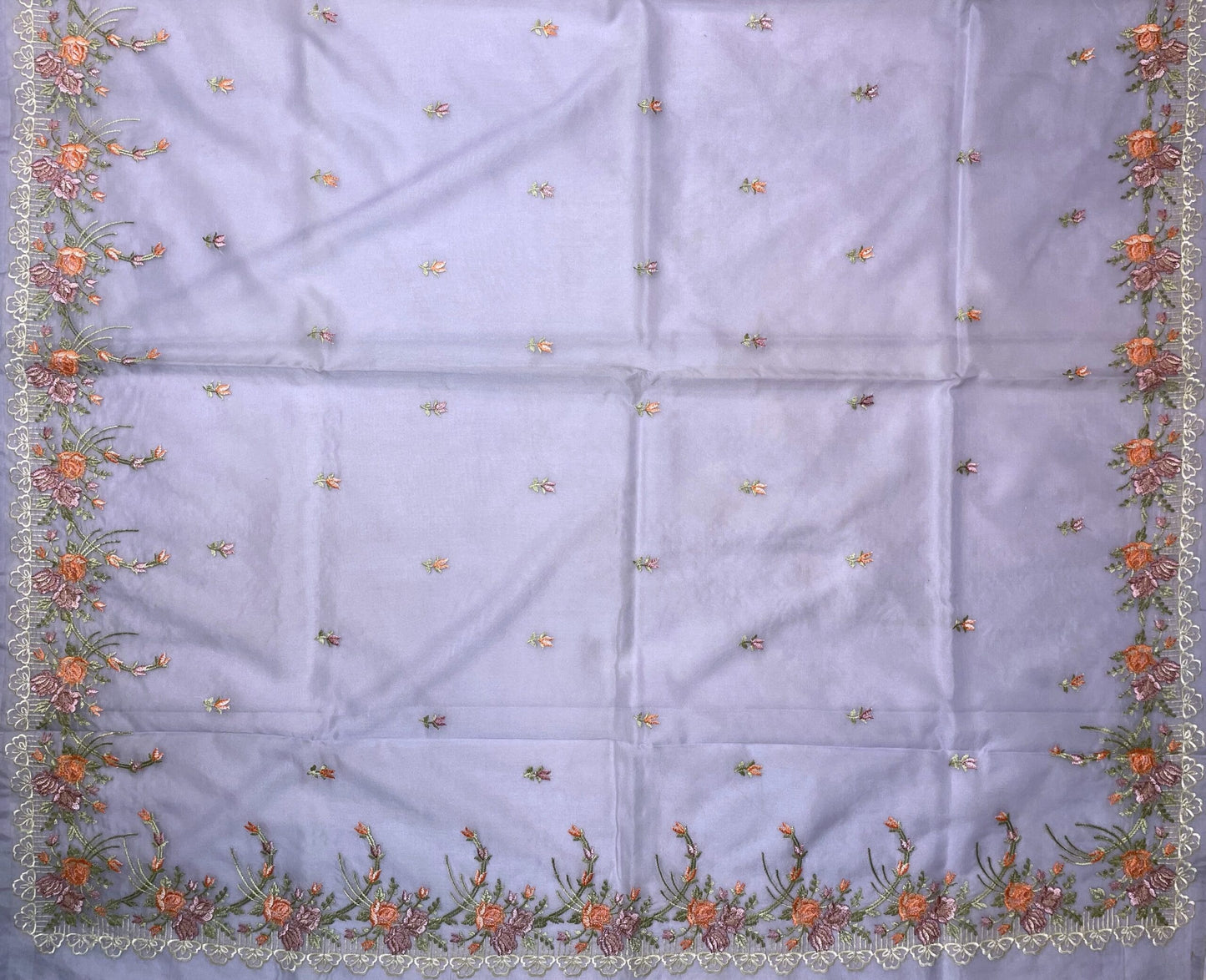 Purple Organza Saree Embroidery with Butta and Border Design b0340ds