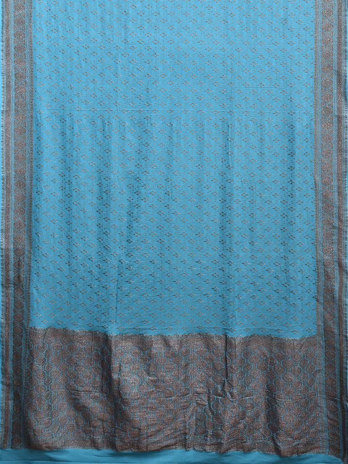 Blue Banaras Georgette Saree with Pallu and Border Design b0341