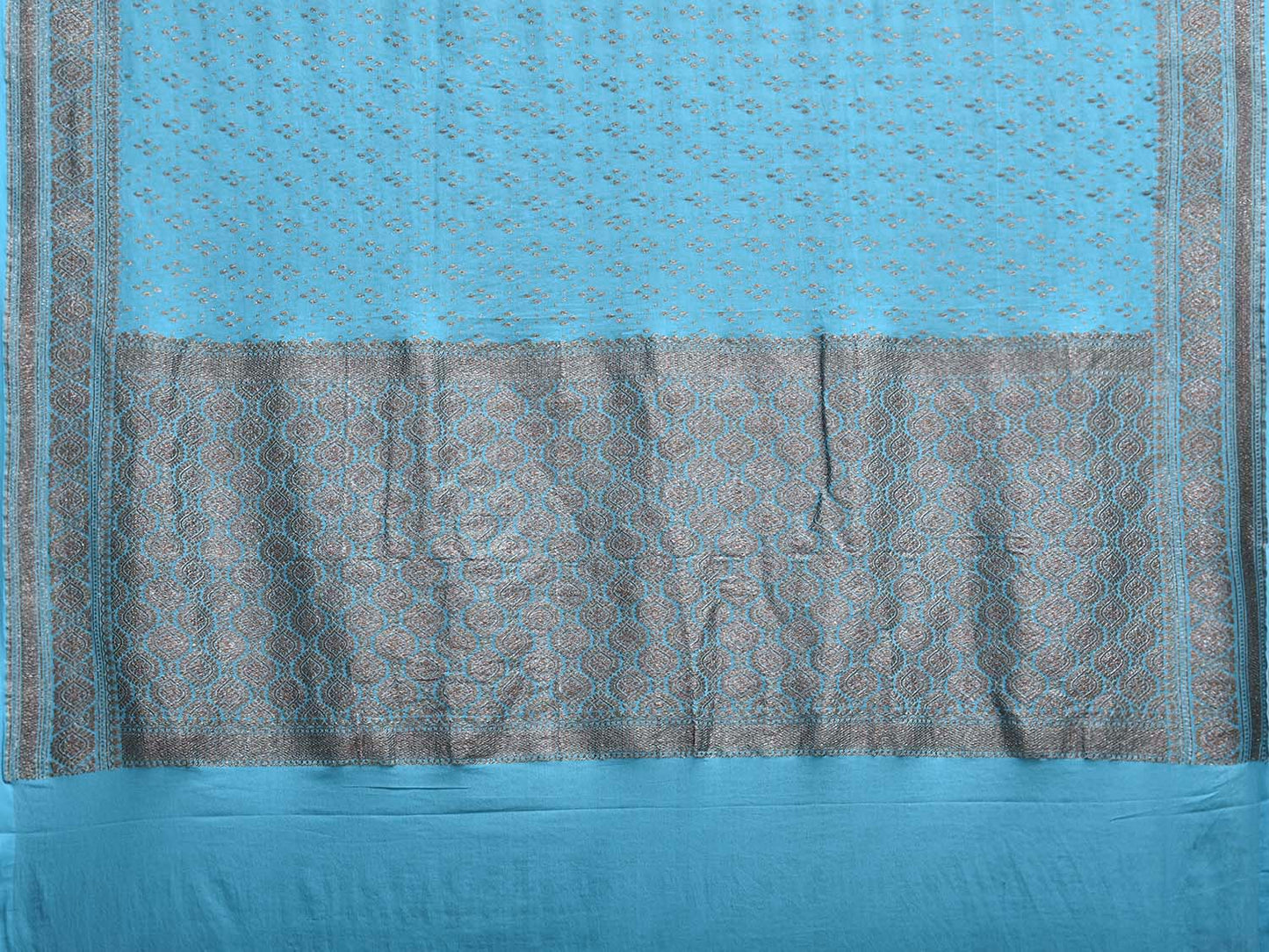 Blue Banaras Georgette Saree with Pallu and Border Design b0341
