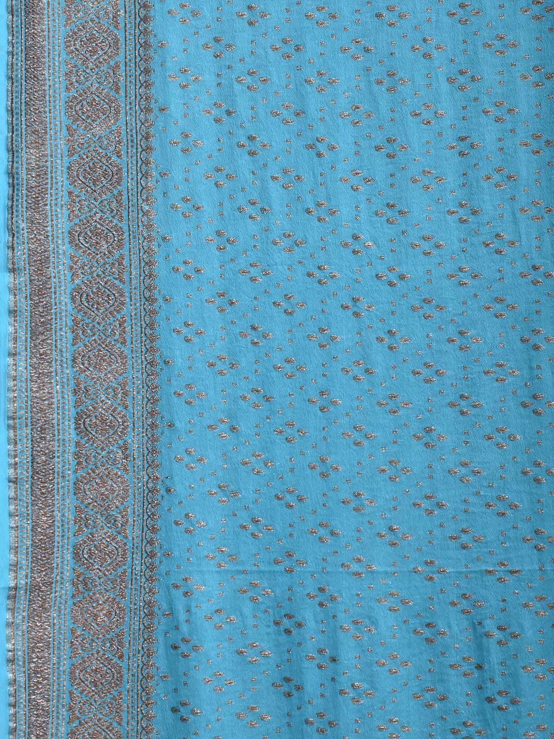 Blue Banaras Georgette Saree with Pallu and Border Design b0341