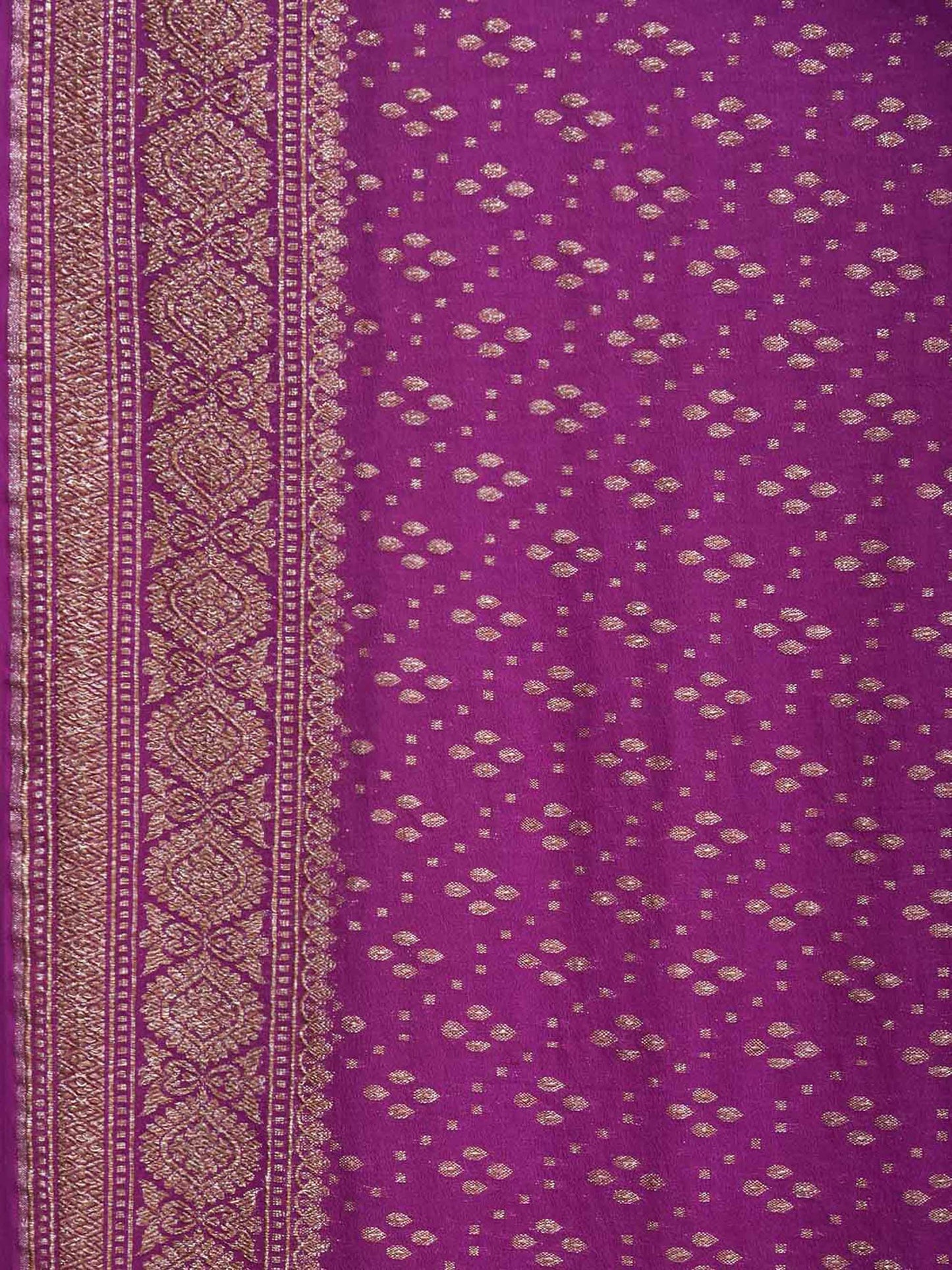 Purple Banaras Georgette Saree with Pallu and Border Design b0342