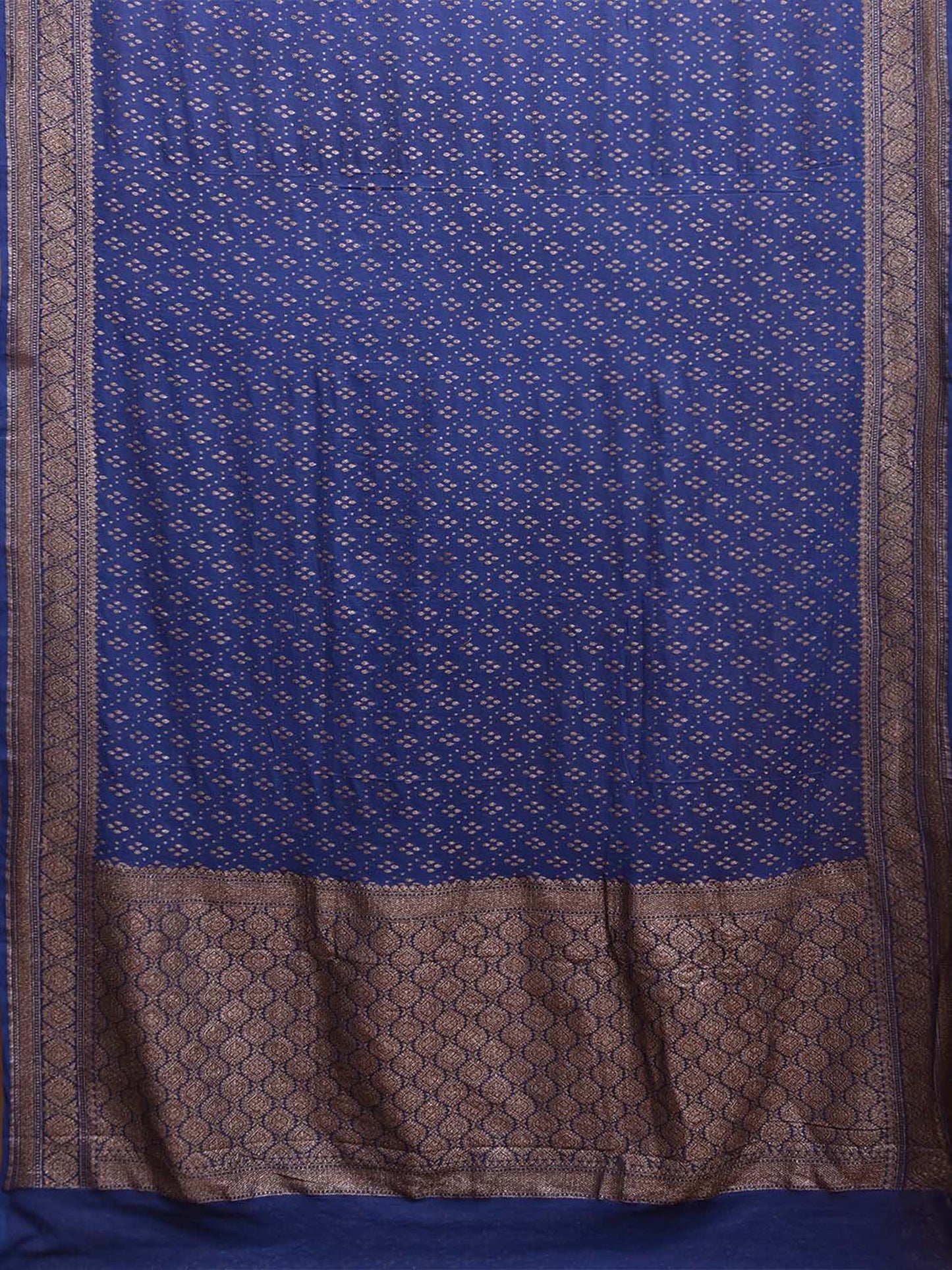 Dark Blue Banaras Georgette Saree with Pallu and Border Design b0344
