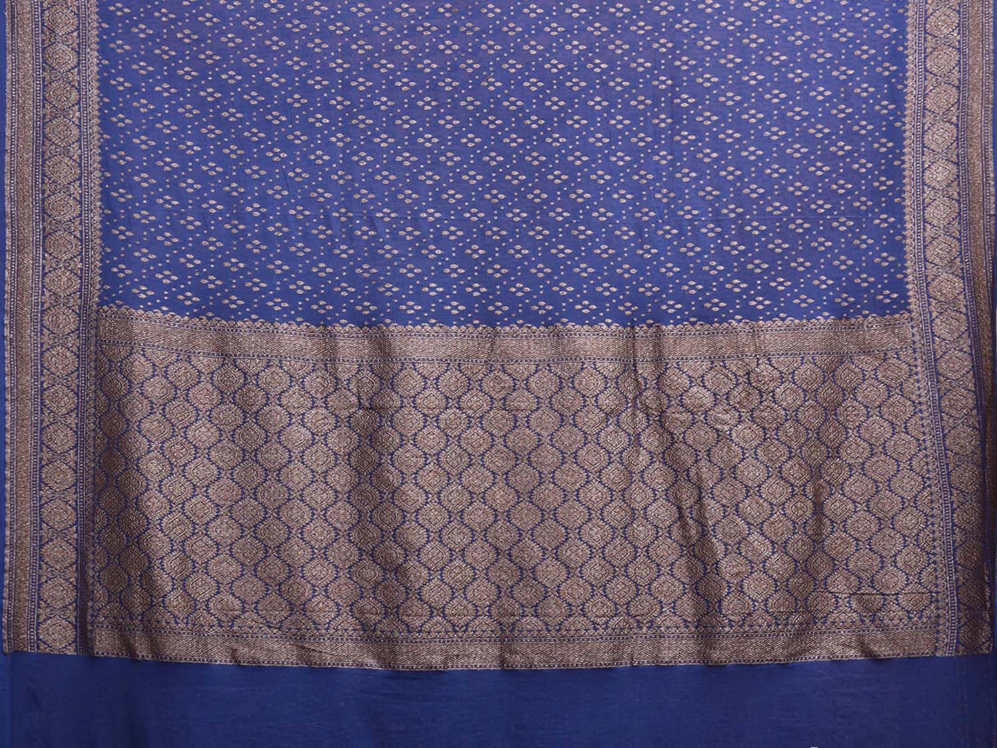 Dark Blue Banaras Georgette Saree with Pallu and Border Design b0344