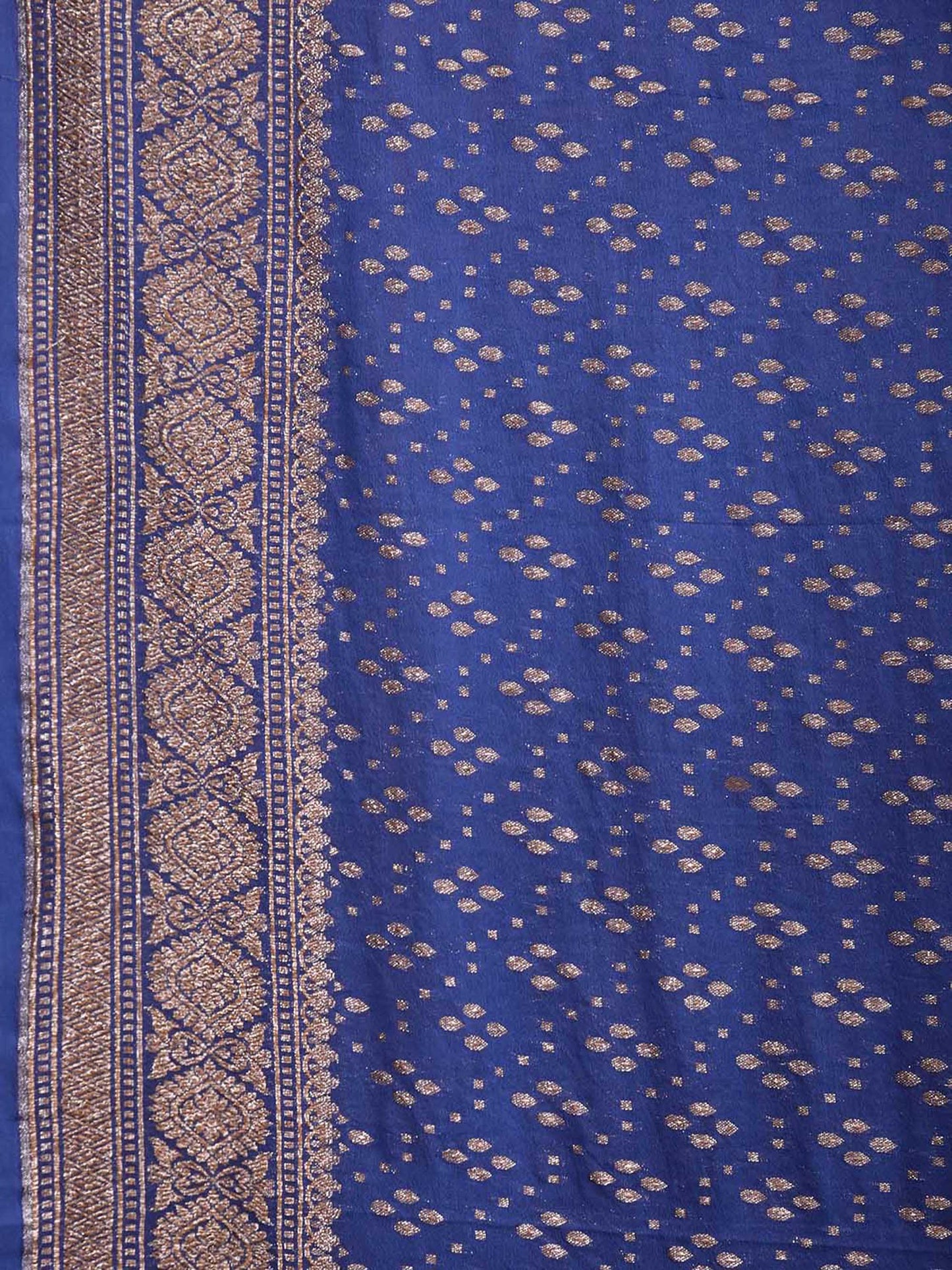 Dark Blue Banaras Georgette Saree with Pallu and Border Design b0344